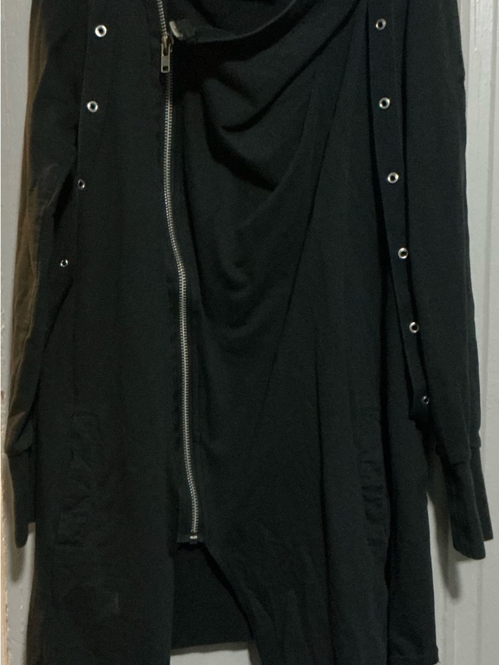 Killstar Black Grommet-Trim Asymmetrical Zip Utility Jacket